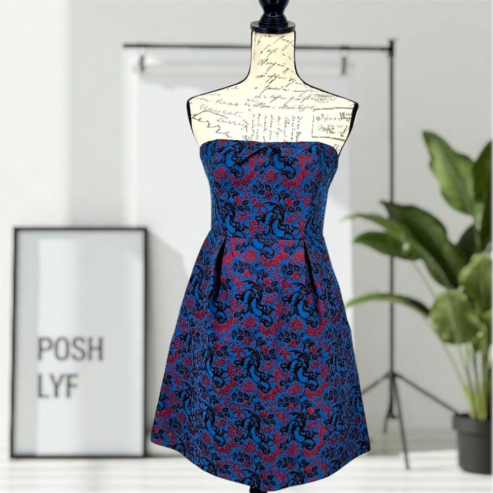 Anthropologie Leifnotes Paprika Brocade Metallic Dress Size 6